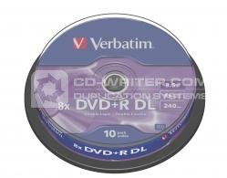 Verbatim DVD+R 8x D/L 10pk Spindle, Verbatim