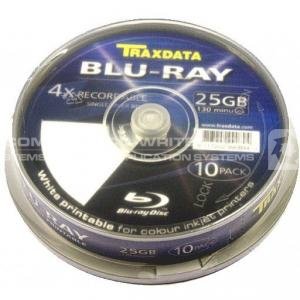 Traxdata RITEK (Blu-ray) INKJET PRINTABLE BD-R 25GB 1x - 4x Speed Single Layer Disc (10 TUB)