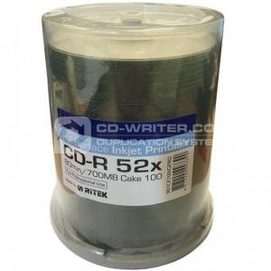 Ritek Pro Series White Glossy Inkjet Printable 52x CD-R Discs - 100 Tub
