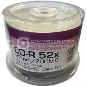 Ritek Excellence Series DIAMOND White Glossy Waterproof Inkjet Printable 52x CD-R Discs - 50 Tub