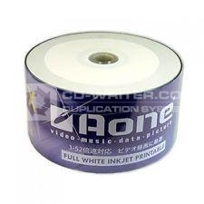 Aone Full Face White Inkjet Printable CD-R 52x Blank Discs, 50 Pack