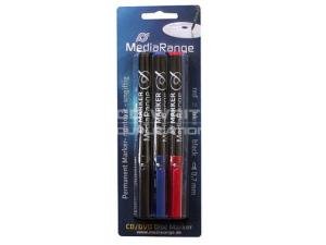 MediaRange MR701 Permanent CD/DVD etc. Marker Pen Set (Red, Blue & Black)