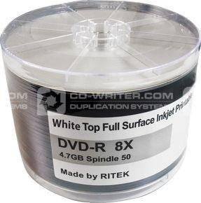 Ritek White Full Surface Printable 16X DVD-R 100 PACK, Ritek