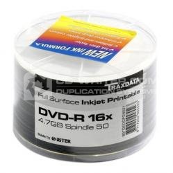 White TraxData Ritek Full Face Printable 16x Speed 4.7GB DVD-R 100 PACK, Ritek